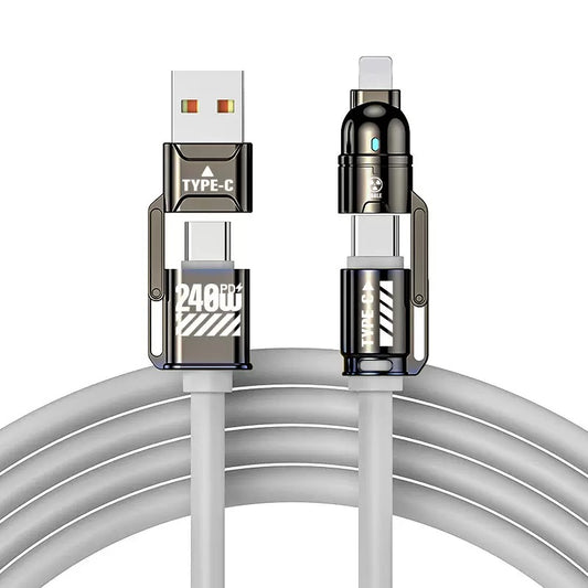 240W Super fast charging four in one data cable, two to two, suitable for Apple and Huawei dual C multifunctional universal C-C charging cable