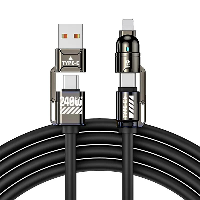 240W Super fast charging four in one data cable, two to two, suitable for Apple and Huawei dual C multifunctional universal C-C charging cable