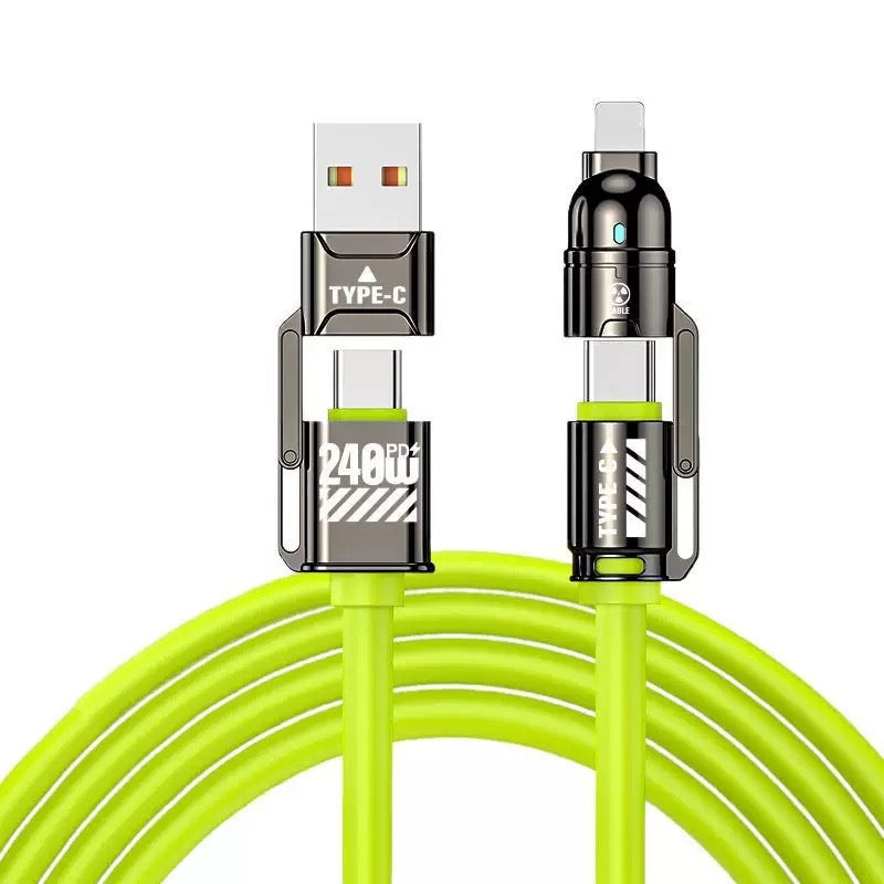 240W Super fast charging four in one data cable, two to two, suitable for Apple and Huawei dual C multifunctional universal C-C charging cable
