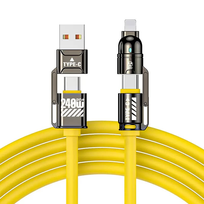 240W Super fast charging four in one data cable, two to two, suitable for Apple and Huawei dual C multifunctional universal C-C charging cable