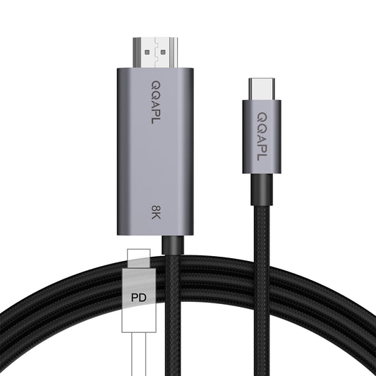 USB C to HDMI 2.1 Cable 6.6FT with 140W Charging, 8K@60Hz/4K@240Hz,Type C to HDMI Adapter Cord for iPhone,iPad,Mac,MacBook Air/Pro Laptop,Samsung,Chromebook,Android,Switch,TV,Monitor,Projector