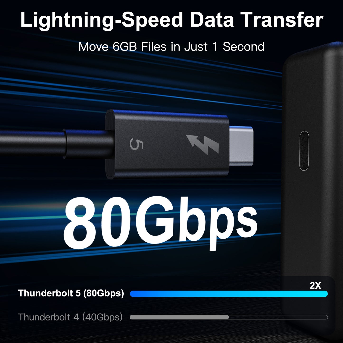 QQAPL [Intel Certified] Thunderbolt 5 Cable, 3.3FT 80Gbps Data Transfer,240W Charging,Up to 120Gbps 8K/4K Displays,Compatible with Thunderbolt 4/3/USB4, For Macbook,iPhone16,SSD, Dock,eGPU