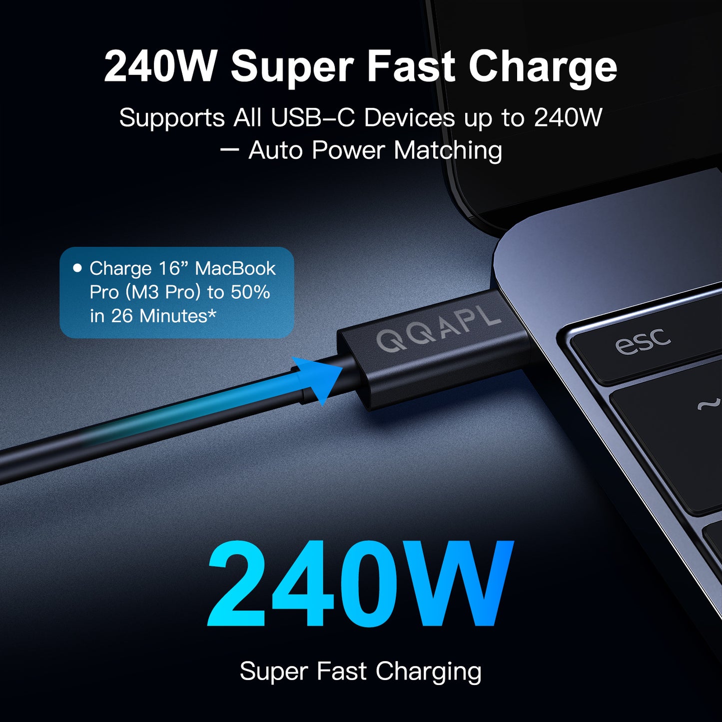 QQAPL [Intel Certified] Thunderbolt 5 Cable, 3.3FT 80Gbps Data Transfer,240W Charging,Up to 120Gbps 8K/4K Displays,Compatible with Thunderbolt 4/3/USB4, For Macbook,iPhone16,SSD, Dock,eGPU
