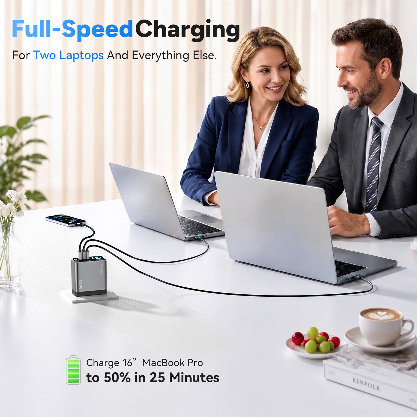 165W GaN USB C Laptop Charger Block, Compact 140W MacBook Pro Charger
PD 3.1, Smart Display, 3 USB-C & 1 USB-A Ports, Foldable Plug, Compatible Macbook Air, iPad, iPhone (Include 5FT 240W Cable)